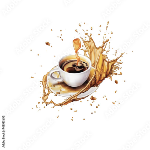 Realistic Coffee splash illustration on the transparent background