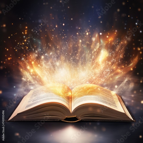 open book with mystic bright light on white background © Rehan