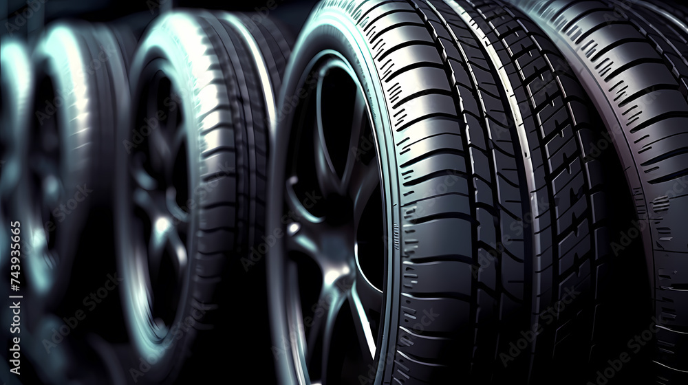 Car tires isolated on black background Car tires isolated on black background