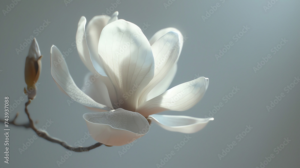 Magnolia's purity showcased, its petals against a transparent background.