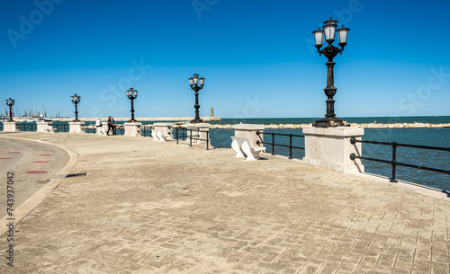 Lungomare Nazario Sauro. Seafront promenade in the city of Bari, Puglia region (Apulia), southern Italy,Europe, September 18, 2022