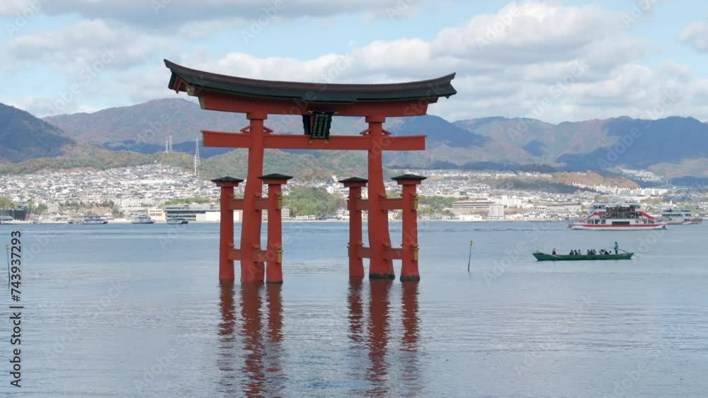 Aerial view of historic Itsukushima Shrine Aerial view of historic Itsukushima Shrine