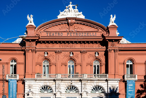Petruzzelli Theater. (1903), facade of the historic theater. Bari town, Puglia region (Apulia), southern Italy,Europe, September 18, 2022