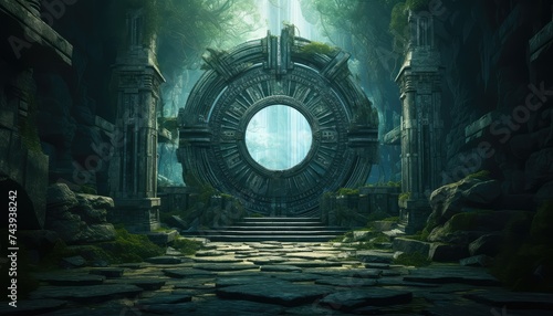 fantasy temporary majestic stone portal to another world time portal mysterious fantasy photo