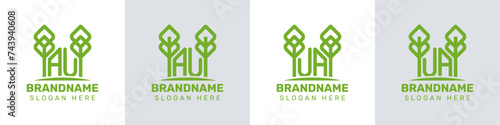 Letters AU and UA Greenhouse Logo, for business related to plant with AU or UA initials