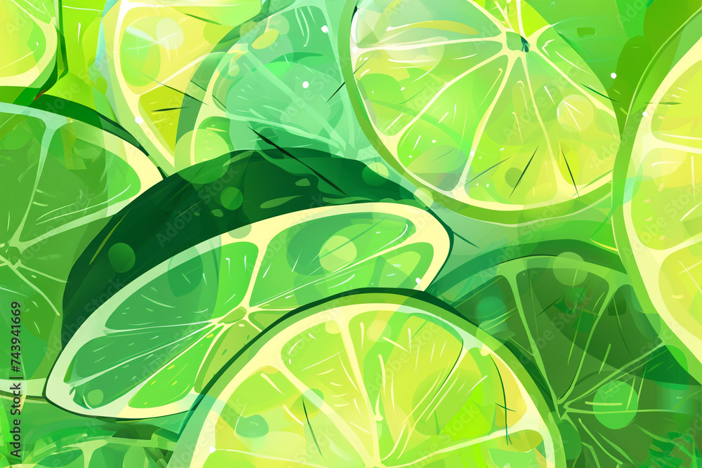 Abstract background with lime slices fluorescent colours. Abstract background with lime slices fluorescent colours.