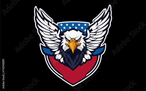 American flag eagle illustration, eagle with USA flag, Fourth of july, independence day Usa