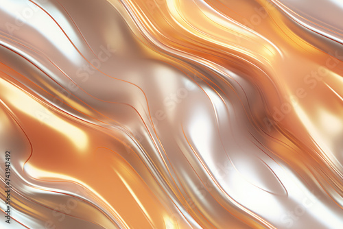 Thin gold and silver elegant expensive wavy liquid background, melty metall texture or art