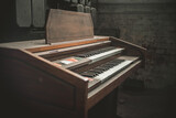 old musical instrument organ in an abandoned place
