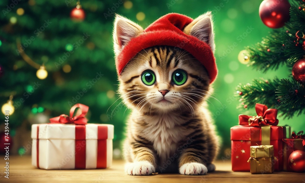 cat and christmas tree cat and christmas tree