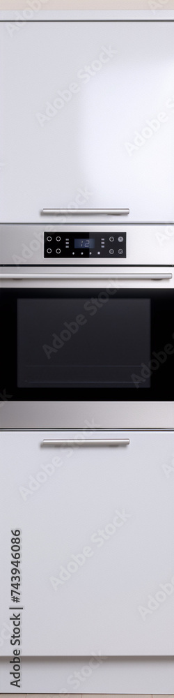 3D rendering of a built-in oven with a closed door in a modern kitchen 3D rendering of a built-in oven with a closed door in a modern kitchen