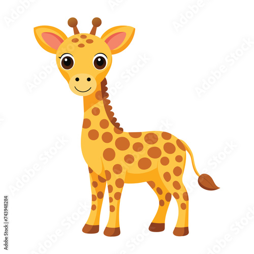 Vector of illustration Cartoon cute Giraffe on white