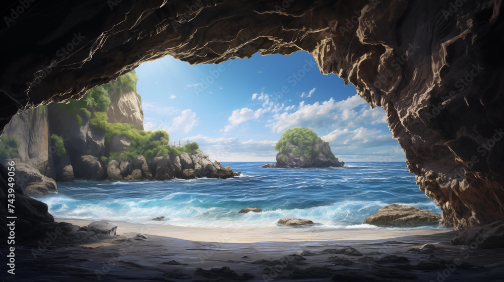 custom made wallpaper toronto digitalbeautiful beach view from inside cave wallpaper and background