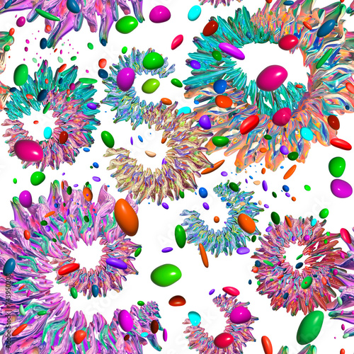 Seamless pattern with colorful 3d shapes