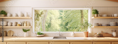 Bright and Airy Kitchen With a View of the Forest