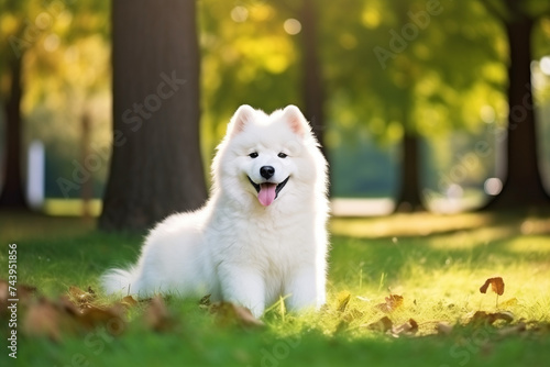 white dog in the park © Sajjad