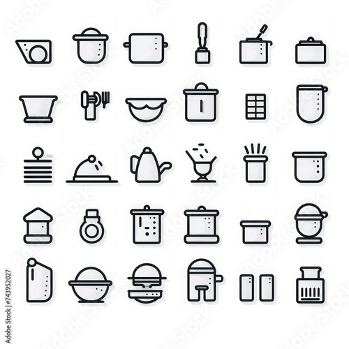 Household Appliances: Related objects and elements illustration icons collection set.