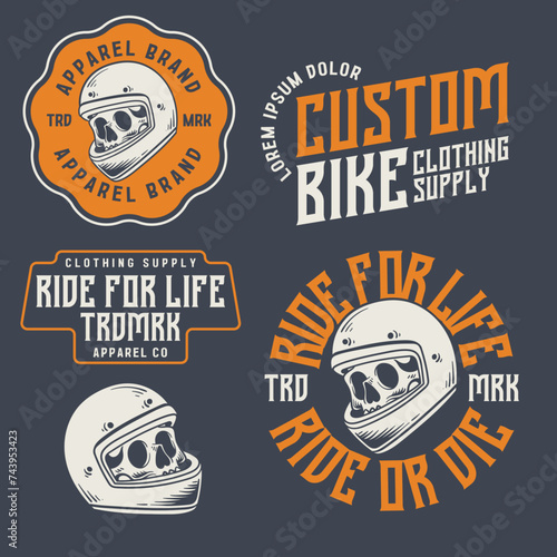 vintage motorcycle badges emblem set of motorcycle editable text emblem
