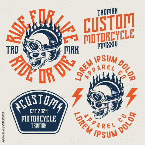 vintage motorcycle badges emblem set of motorcycle editable text emblem