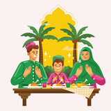 vector icon where Muslims carry out worship in the holy month of Ramadan