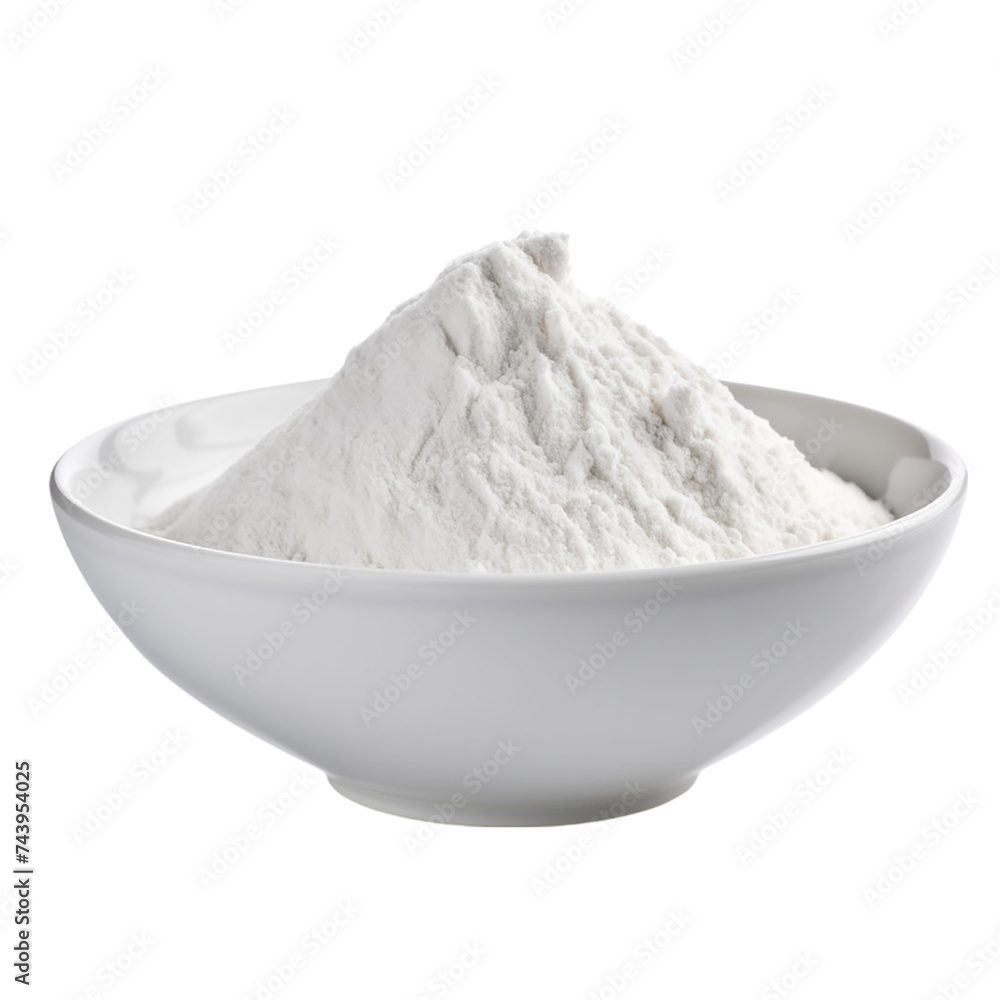 Bowl of wheat flour. isolated on transparent background.