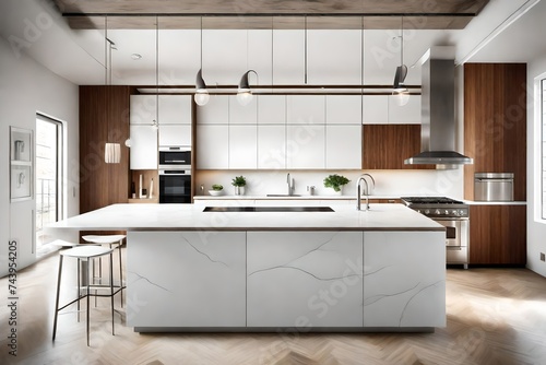A minimalist kitchen with clean lines and stainless steel appliances
