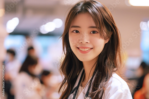Asian female doctor in medical uniform smile, healthcare and medicine