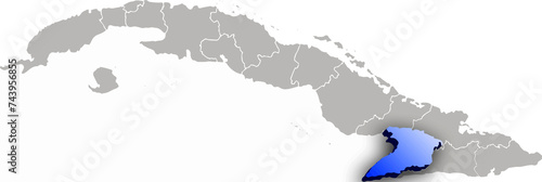 GRANMA province of CUBA 3d isometric map
