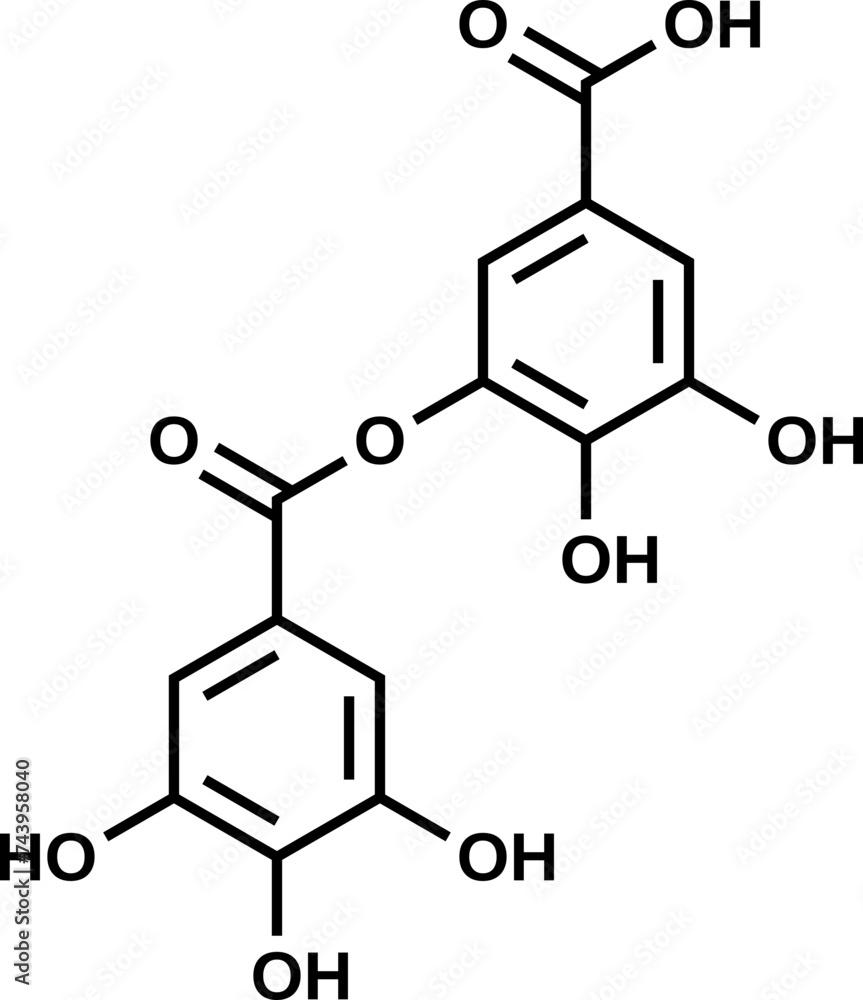 Digallic acid structural formula, vector illustration Digallic acid structural formula, vector illustration