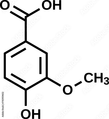 Vanillic acid structural formula, vector illustration