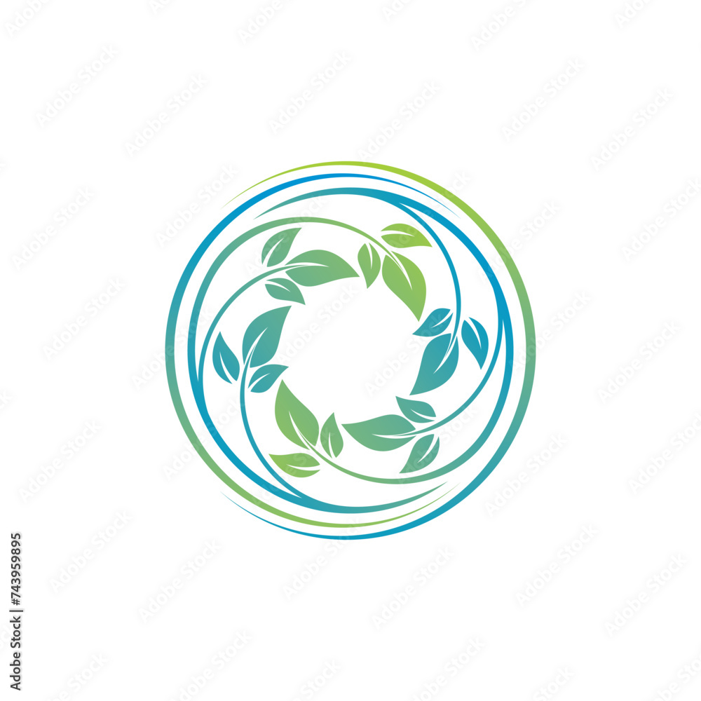 Leaf vector icon of green design circle stamp Leaf vector icon of green design circle stamp
