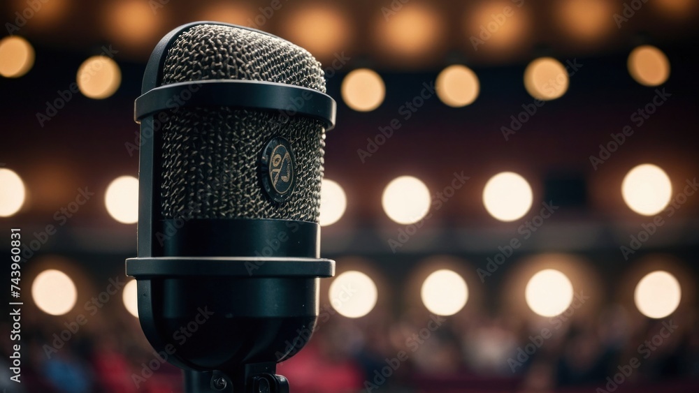 single microphone on a stand is highlighted single microphone on a stand is highlighted