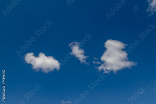 Blue sky with a few clouds background.