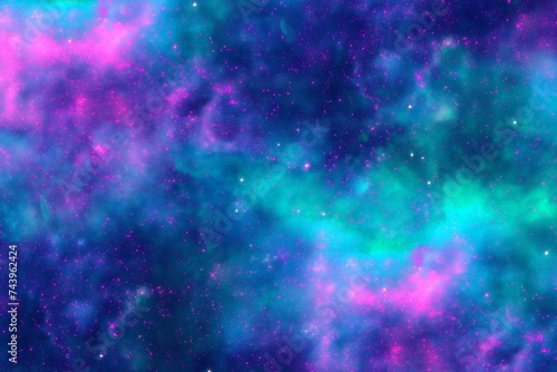 Vibrant Cosmic Nebula Background with Glittering Stars Abstract Space, Astronomy and Fantasy Concept