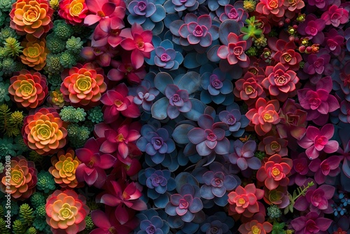 colourful succulent plants background  generative ai plant texture