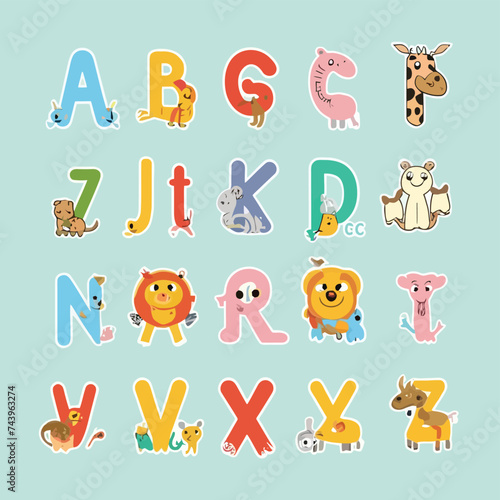 2d vector illustration for  learning cartoon character design for letters of the English language
