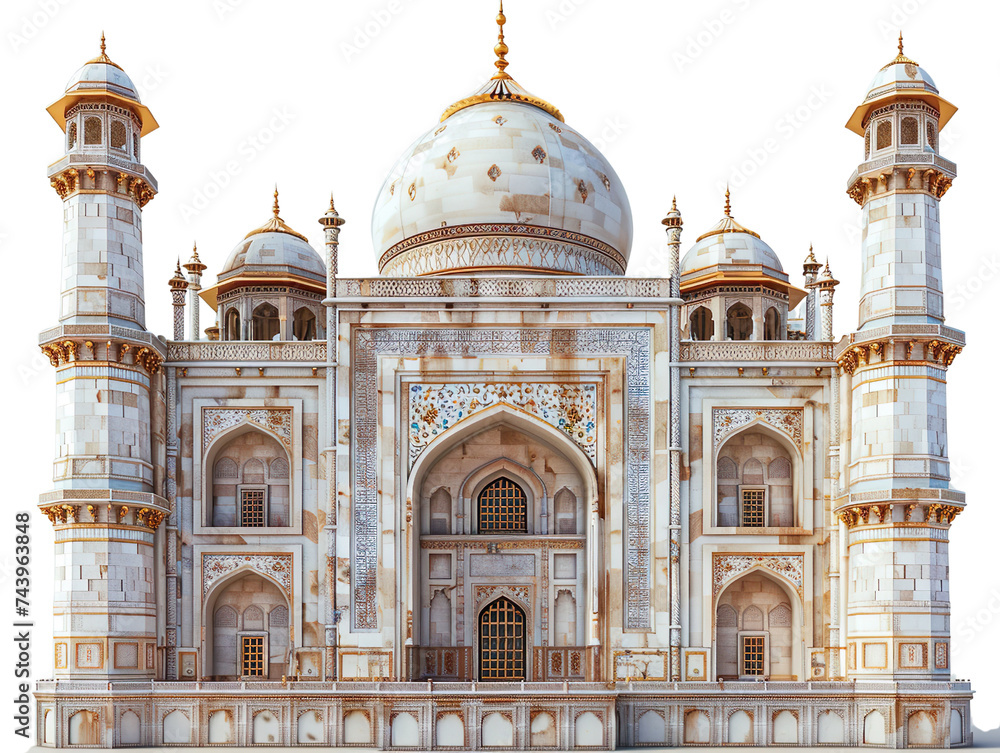 Taj Mahal isolated on white background