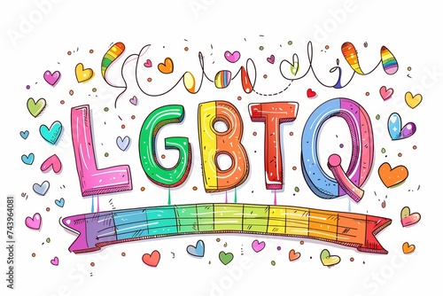 LGBTQ Pride gradient contrast. Rainbow offbeat colorful candy pink diversity Flag. Gradient motley colored quadrisexual LGBT rights parade festival jade diverse gender illustration