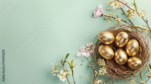 金色の卵と植物