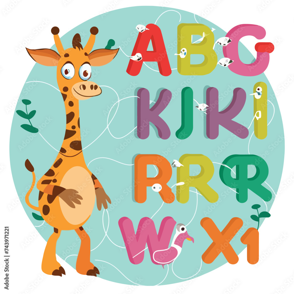 Naklejka premium 2d vector illustration for learning cartoon character design for letters of the English language 