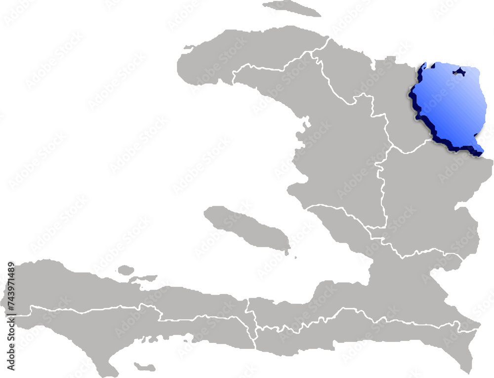 NORD EST province of HAITI 3d isometric map