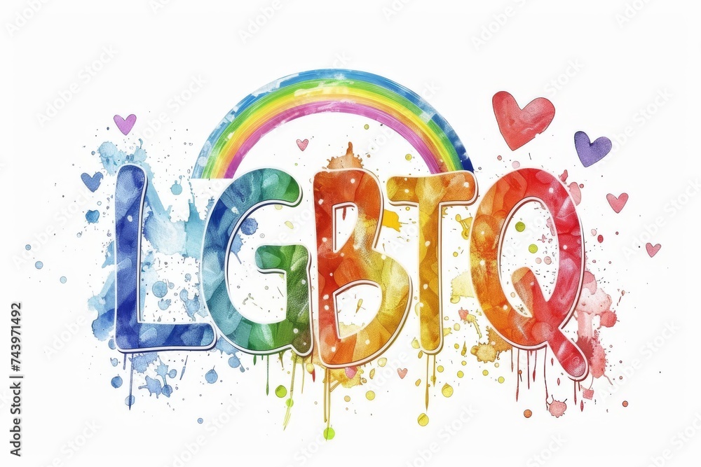 LGBTQ Pride surreal. Rainbow pronoun normalization colorful lovely diversity Flag. Gradient motley colored alone LGBT rights parade festival rose bonbon diverse gender illustration - obrazy, fototapety, plakaty 