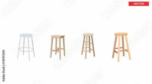 Black Stools Set. Vector isolated editable set of stools 