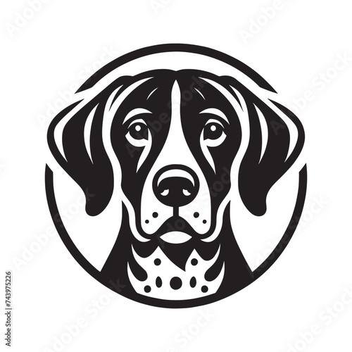 German Shorthaired Pointer.  Kurzhaar. Hunting dog. Simple black vector logo, icon