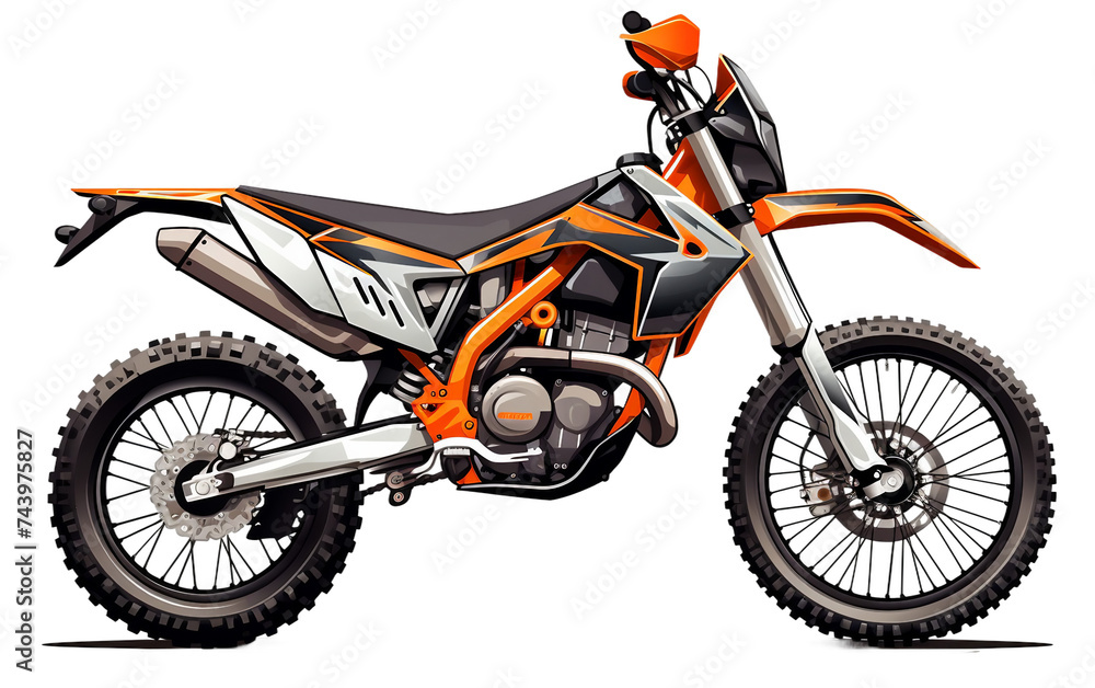 Exploring the Off-Road Dual-Sport Motorcycle Isolated on Transparent Background PNG.