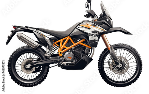 Discovering the Off-Road Dual-Sport Motorcycle Isolated on Transparent Background PNG.