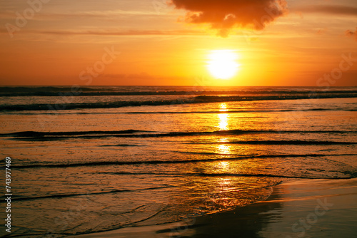 Golden sunset on the beach in Bali