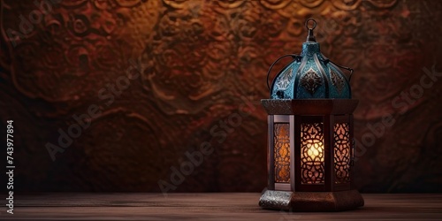 Vintage arabic lantern, theme of Eid-al-Adha, the Feast of Sacrifice. Generative AI