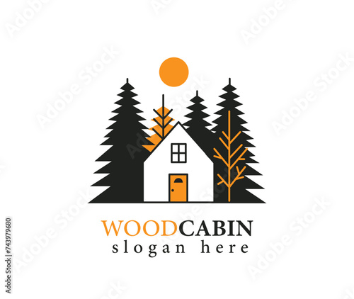 Wood Cabin logo vector graphic 
