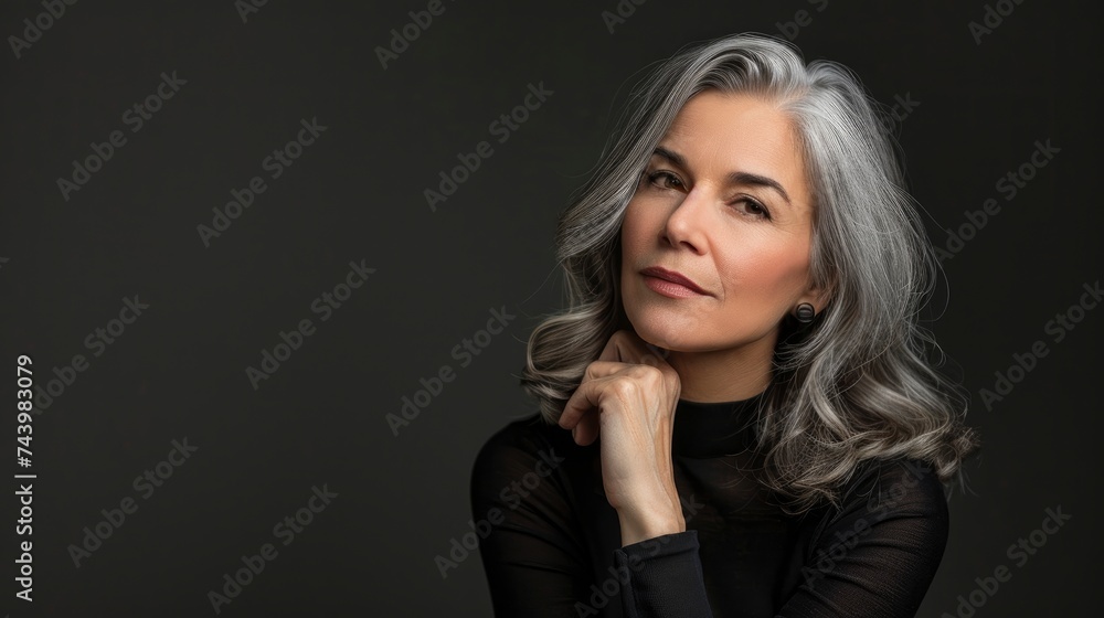Mature sensual female in modern clothes studio photo on vivid background with copyspace, half body photo, professional studio shoot Mature sensual female in modern clothes studio photo on vivid background with copyspace, half body photo, professional studio shoot